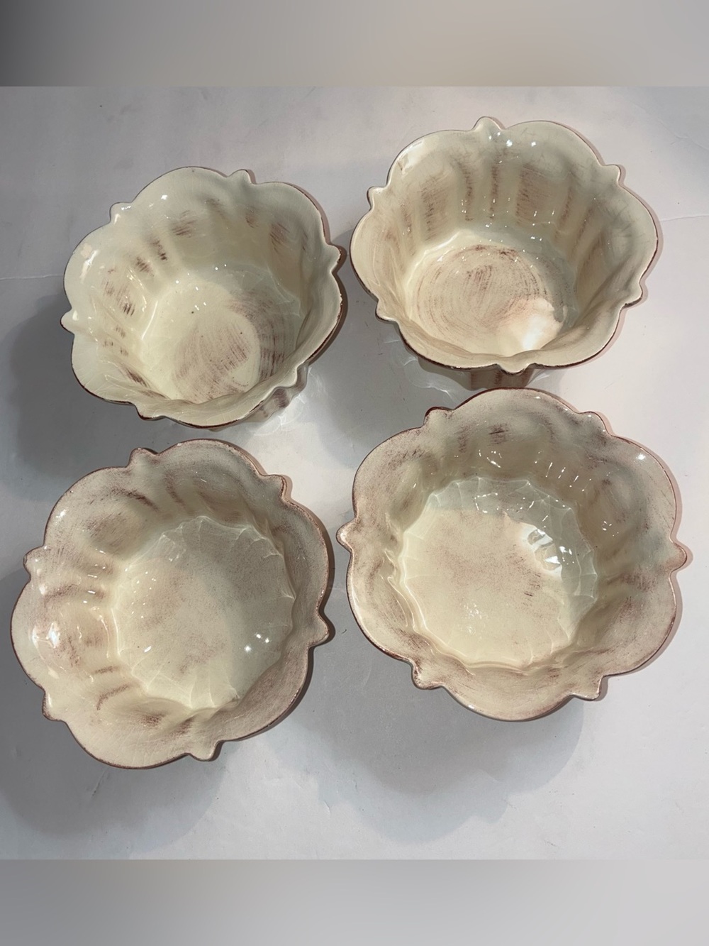 Vintage Mancer Hand Painted Made in Italy Mid Century Rare Set of 4 Bowls